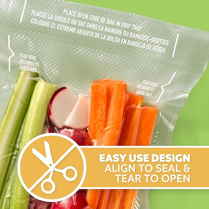 FoodSaver Pint Pre-Cut Vacuum Seal Bags, Easy Use Vacuum Storage Bags, Align to Seal and Tear to Open Vacuum Sealer Storage Bags, 27 Pack