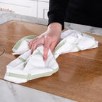 All-Clad Solid & Coordinate Kitchen Towels: Highly Absorbent, Super Soft Long Lasting 100% Cotton, 17" x 30" Tea Towels for Cleaning & Drying Dishes, Pans, Glassware, Countertops, 4-Pack, Fennel