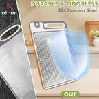 XIAPIA 2-in-1 Cutting Board Set (2 Pack), Stainless Steel & Plastic Cutting Boards for Kitchen, Metal Chopping Board Non Toxic & BPA Free, Built-in Knife Sharpener|Ginger Grater|Measurement Marks