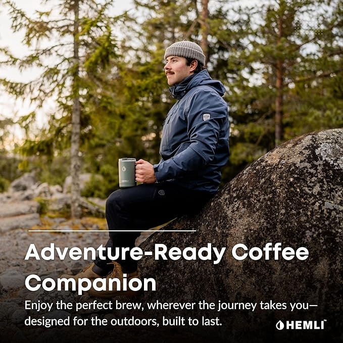 Pour Over Camp Coffee Maker Set– Vacuum Insulated Mug with Leakproof Lid, Stainless Steel Micro Filter, Scratch-Resistant Finish, Portable Coffee Maker for Camping, Travel & Outdoor Adventures