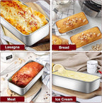 LIANYU 2 Pack Large Baking Loaf Pans Set, 12x5 Inch Stainless Steel Bread Pans, Metal Bakeware Set for Meatloaf, Sourdough Bread, Brownies, Healthy & Sturdy, Dishwasher & Oven Safe