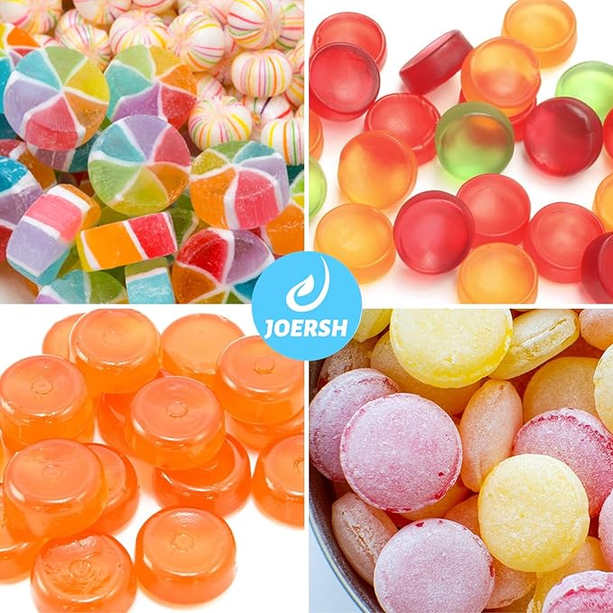 JOERSH Round Candy Molds Silicone Molds for Hard Candy, Gummy, Caramels, Chocolate, Ganache, Ice Cubes, 220 Cavity