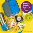 b.box Mini Lunch Box, Bento Box for Kids, Snack Container with 2 Leak Proof Compartments, Reusable Snack Containers with Lids, Kids Lunch Boxes Ages 3+, BPA Free, 4 1/4 Cup Capacity (Midnight)