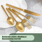 DEACORY Silverware Set Flatware Set Matte Gold Cutlery Set Heavy Hexagon Handle Stainless Steel 60 Pieces Dishwasher Safe Service for 12
