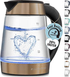 Zulay Kitchen Fast Boiling Electric Water Kettle - 1.7L, 1500W, Auto Shut-Off for Overboil & Boil Dry Protection, Cool-Touch Handle, 360° Base - Rapid Teapot Boiler For Coffee & Tea - Black Copper
