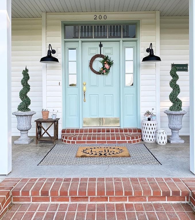 Steel Lighting Co. Gardena Barn Light | Outdoor Wall Mounted | 16" Dome | 16" Gooseneck | Farmhouse Light Made in America | Modern Gray Exterior/Brass Interior