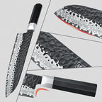 SHAN ZU Japanese Chef Knife 7 Inch, High Carbon Steel 10Cr15Mov Professional Kitchen Knife, Meat Cutting Santoku Knife, Sharp Cooking Knife with G10 Handle Dishwasher Safe, Gifts for Women & Men
