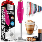 Zulay Kitchen Patented Tornado Triple Whisk Milk Frother with 4 Duracell Batteries – Handheld Foam Maker for Coffee, Lattes, Matcha & Hot Chocolate – Rich, Creamy Froth in Seconds