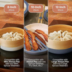 Our Place 8-Piece Essentials Complete Cookware Set - Ceramic Fry Pan Trio & Modular Rack Storage | Nontoxic Thermakind™ Nonstick, Oven Safe up to 450°F & Compatible with All Cooktops | Cream