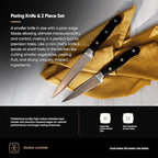 DURA LIVING Chef's Knife Set, 4 Piece Cutlery Knife Set, Superior Forged High Carbon Stainless Steel Ultra Sharp 8 Inch Chef, 7 Inch Santoku, 5 Inch Utility, 3.5 Inch Paring Knives, Black