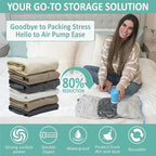 Cozy Essential Travel Vacuum Clothes Bags with Rechargeable Electric Pump for Luggage, Suitcase, Vacuum Seal Compression Space Saver Bags for Clothing, 8 Pack