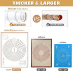 Silicone Pastry Mat Extra Thick Large Non Stick Baking Supplies Kitchen Counter Cooking Rolling Dough Sheet Pie Crust Sourdough Bread Oven Liner with Measurement (XXL-24''(W)*32''(L), 3#Gold)
