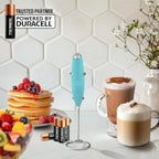 Zulay Kitchen Powerful Milk Frother Wand With 4 AA Duracell Batteries - Ultra Fast Handheld Drink Mixer - Electric Whisk Foam Maker for Coffee, Lattes, Cappuccino, Matcha & Creamer