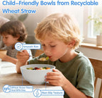 Quatish 16 PCS Unbreakable Cereal Bowls,Dishwasher & Microwave Safe Wheat Straw Bowls, Easy-to-Clean Lightweight Snack & Soup Bowl,Multi-Color Portable for Picnics Plastic Bowls Set, Blue