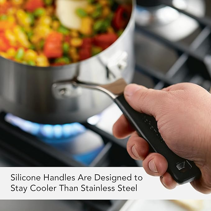 KitchenAid 71020 Stainless Steel Saucepan with Measuring Marks and Lid, 2 Quart - Brushed Stainless Steel