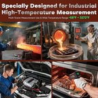 -58℉~3272℉ Infrared Thermometer IR Gun, High-Temp Digital Temperature Gun, 50:1 Non-Contact Pyrometer for Kiln, Forge, Furnace, Engine, HVAC & Industrial Applications