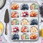 Baking Sheet with Cooling Rack Set [2 Sheets + 2 Racks], Deedro Stainless Steel Cookie Half Sheets Baking Pan Oven Tray with Rack, 17.3 x 12.3 x 1 Inch, Heavy Duty, Non-toxic, Dishwasher Safe