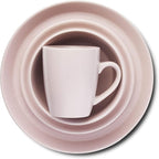 Stone Lain Albie Stoneware 16-Piece Modern Dinnerware Set, Kitchen Plates and Bowls Sets, Dish Set for 4, Pink