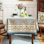 patdrea Designer French Linen Blue Tablecloth for Rectangle Table,Vintage Floral Table Cloth,Colorful Decoration Fall Cover Kitchen Dining for Thanksgiving,Tea Party,Christmas,63"x102"-Wensel
