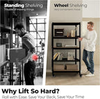 HOMEDANT House 5-Tier Metal Rolling Cart Shelf Rack Casters Heavy Duty Laminated Wheel Shelving Unit Adjustable Utility Storage Shelves Organizer Shelf Kitchen Garage 36.2" W x 16.5" D x 69.5" H 4Pack