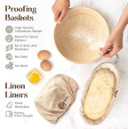 Sourdough Kit with Professional Bread Making Tools - A Complete Sourdough Bread Kit Including 10" Round & 11" Oval Bannetons, Bread Lame, Whisk, Bowl & Dough Scrapers, Slings, and Mat (17-Piece Kit)
