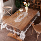 Clear Table Cover Protector Vinyl Table Cloth Rectangle Oil Spill Proof Vintage Rustic Plastic Table Covers for Dining Tables (White Lace, 60 x 120 Inches)