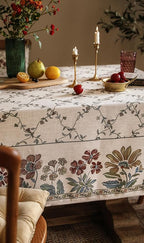 patdrea Designer Linen French Tablecloth for Rectangle Table,Fall Country Breathable Floral Tablecloths,Table Cover for Kitchen Dining,Tea Party,Christmas,Thanksgiving,55"x79"-Oliveirad
