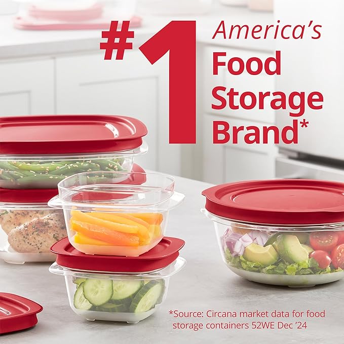 Rubbermaid EasyStore Rectangle and Square Containers, 22-Piece Set, Food Storage Containers, Food Storage Containers with Lids