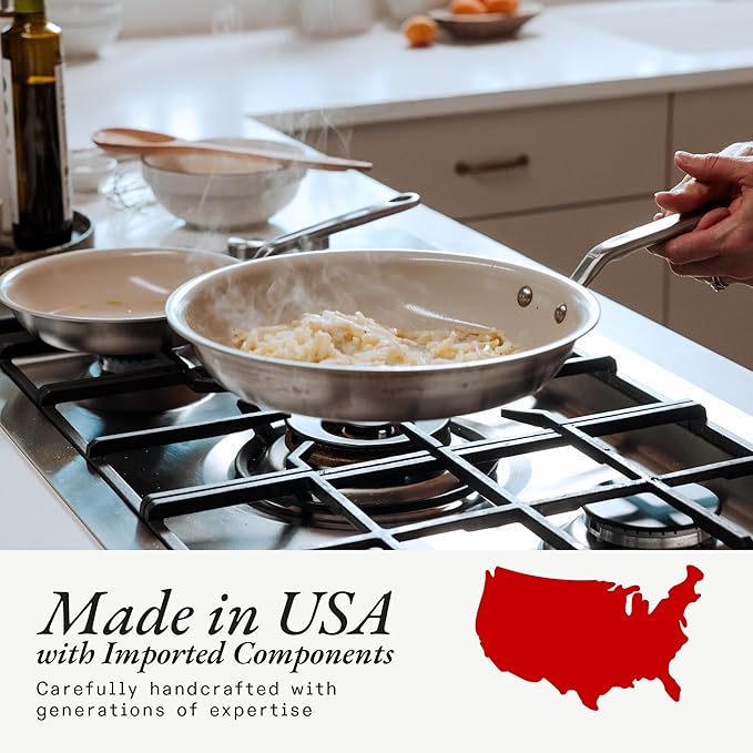 Made In Cookware - 12" Ceramic Non Stick Frying Pan (Stainless Handle) - 5-Ply Stainless Clad with Stay-Cool Handle - Professional Cookware