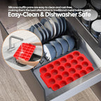 2-Pack Silicone Muffin Pan for Baking – Mini 24-Cup Nonstick Cupcake Pan with Handle, Food-Grade Certified, Odorless, BPA-Free, Silicone Baking Mold for Muffins, Egg Bites, Cupcakes