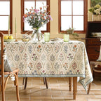 ISAENNE Designer Small Square Tablecloth,Western Linen Colorful Floral Indoor Table Cloth,Wrinkle Resistant Decor Tablecloths for Dining Thanksgiving Kitchen Christmas,55"*55"-Serenity B