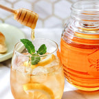 Kate Aspen 24oz. Bee Hive Shaped Honey Glass Mason Jar with Two Wooden Honey Dippers, Bamboo & Metal Lid, Kitchen Decor, Bumblebee Baby Shower Prize, Take Home Gift, Bee Decorations