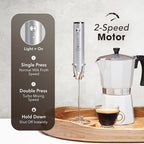 Zulay Kitchen Lux Rechargeable Milk Frother Handheld, 4 Included Whisks - Powerful 2-Speed Motor, Fully Waterproof, 2000mAh Battery - Drink Mixer For Latte, Cappuccino, Matcha, Protein Powder