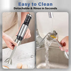 Immersion Blender Handheld, 5 in 1 Hand Blender, 12 Speed Stainless Seel Immersion Blender, Whisk, Chopper, Beaker, Beaters