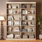 70.8" Tall Brown Bookshelf, Farmhouse Modular Bookcase with 6-Tier Adjustable Shelves, Large Storage Cabinet for Home Office, Living Room, Set of 3