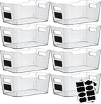 Clear Plastic Storage Bins with Labels, Pantry Organizers and Storage Containers Fridge Organizer Bins Kitchen Cabinet Organization for Organizing Medicine Cabinet Organizer Bin Bathroom Refrigerator