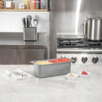 Restaurantware-RW Base 5 Quarts Ice Cream Containers, 25 Rectangle Disposable Containers - Durable, With Clear Lid, Black Plastic Box, For Ice Creams, For Cafes