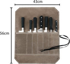 Chef’s Knife Roll Case, Waxed Canvas Cutlery Knives Holders Protectors, Home Kitchen Cooking Tools And Utensils Wrap Bag Wallet, Multi-Purpose Brush Roll Bag, Travel Tool Roll Pouch
