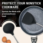FJNATINH Silicone Wok Spatula,Ladle,Skimmer - Stainless Steel Wok Tools, Wok Utensil - Resistant Cooking Utensils BPA Free Kitchen Utensils Cookware Wooden Handle,3 Pieces