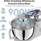 Kitchen in the box Stand Mixer - 8.5 Quart Mixing Bowl, 900 Watt Kitchen Electric Mixer for Heavy Dough, Large Capacity Food Mixer for Home Cooks with Egg Whisk, Dough Hook & Flat Beater (Cream)