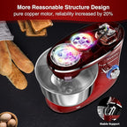 Stand Food Mixer, 6.5 Qt 660W, 6-Speed Tilt-Head , Kitchen Electric Mixer with Stainless Steel Bowl,Dough Hook,Whisk, Beater, Egg white separator (6.5-QT, Red)