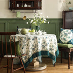 patdrea Designer Linen Vintage Round Table Cloth,Vintage Green Floral Pattern Durable Tablecloth,Table Cover Decor for Kitchen Dining,Parties,Christmas,Thanksgiving,Party,Diameter 55"-Noah