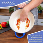 Cast Iron Dutch Oven with Lid – Non-Stick Ovenproof Enamelled Casserole Pot – Sturdy Dutch Oven Cookware – Dark Blue, 7.3-Quart, 30cm – by Nuovva