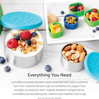 LunchBots Medium Trio II Snack Container - Divided Stainless Steel Food Container - 3 Sections for Snacks On the Go, Dishwasher Safe - Stainless Steel