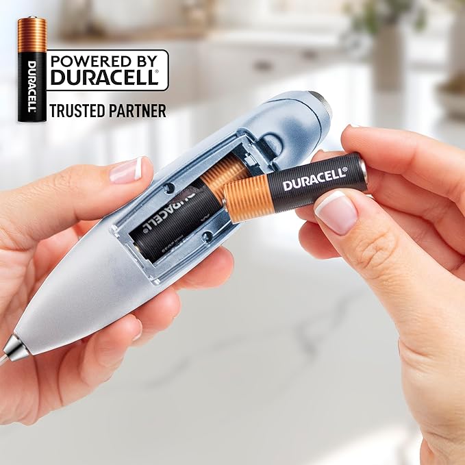 Zulay Kitchen Powerful Milk Frother Wand With 4 AA Duracell Batteries - Ultra Fast Handheld Drink Mixer - Electric Whisk Foam Maker for Coffee, Lattes, Cappuccino, Matcha & Creamer