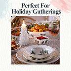 Portmeirion Holly and Ivy 7.25" Bread & Butter Plate (Set of 4) - Earthenware Side Plates, Holly Design - Festive Christmas Tableware - Microwave, Oven, Freezer, Dishwasher Safe - Holiday Dishware