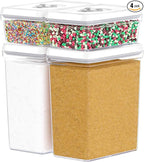 DWËLLZA KITCHEN Large Airtight Food Storage Containers - Clear Plastic Bulk Food Pantry & Kitchen Storage Containers for Flour, Sugar and Baking Supplies 4 Pcs. BPA-Free, Keeps Fresh & Dry (White)