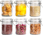 ComSaf Airtight Glass Canister with Lid Set of 6, 25oz Food Storage Jar, Mason Jars, Storage Container with Seal Wire Clamp Fastening for Kitchen Fermenting Preserving Canning Pasta Flour Cereal