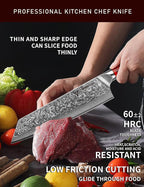 8.5 inch Kiritsuke Kitchen Chef Knife - 67 Layers Damascus Steel & Resin Handle - Xuan Series(Sunset Red)