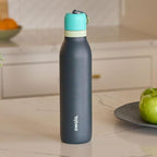 Owala FreeSip Twist Insulated Stainless Steel Water Bottle with Straw for Sports and Travel, BPA-Free, 18-oz, Blue/Grey (Foggy Tide)